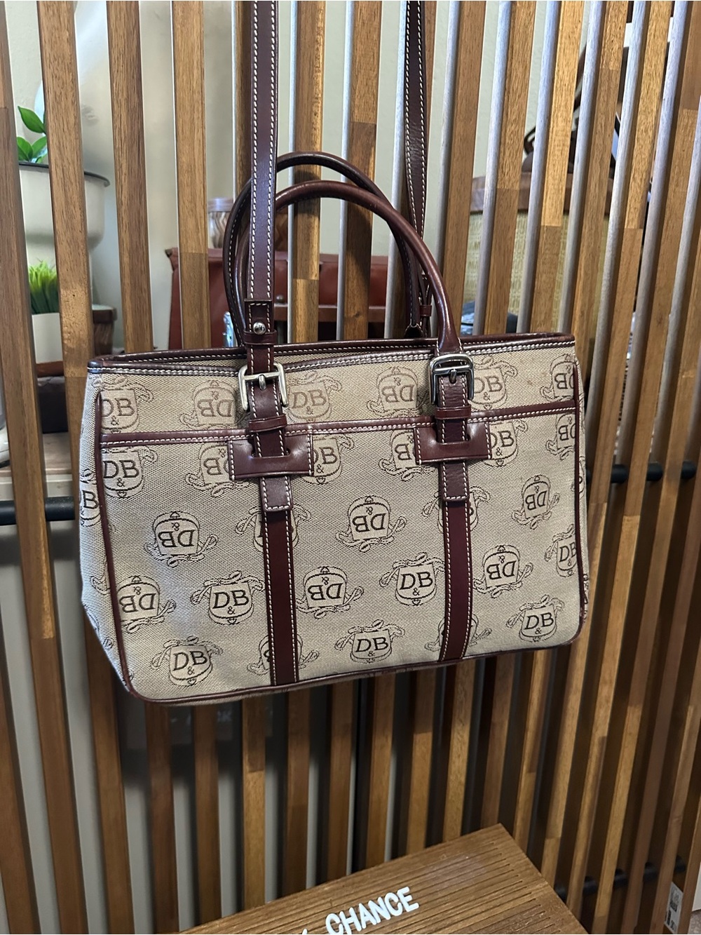 Dooney & Bourke Vintage Donegal Crest Satchel Monogram Canvas Tote Bag